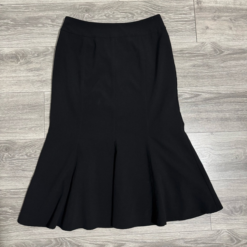 Investments Women Black High Rise Midi Flared Lined Skirt‎ Size 10